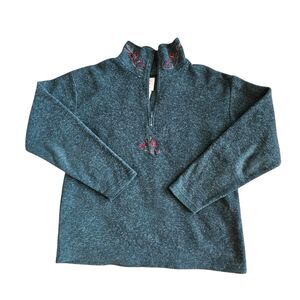 Vtg Victoria’s Secret Country 1/4 Zip Fleece Pullover Sweatshirt Small Green